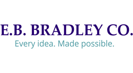 E.B. Bradley Co. in purple above teal letters Every idea. Made possible.